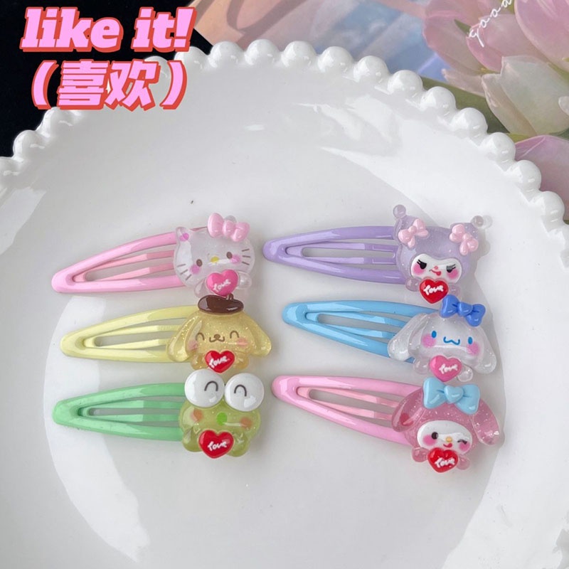 Kẹp Tóc Mái BB Hình Trái Tim Sanrio Trong Suốt Thời Trang Mới Năm 2023