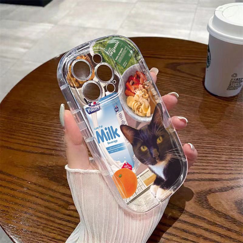 ✅Ốp Điện Thoại Mềm Trong Suốt Chống Sốc Hình Mèo Đen Cho Iphone 8p11 / 712 / 13promaxxs / xr 14