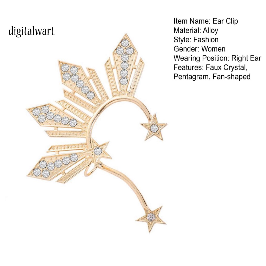 Kỹ Thuật Số| 1 Khuyên Kẹp Vành Tai Không Xỏ Lỗ Hình Học Đính Pha Lê Lấp Lánh Thời Trang Dự Tiệc Cho Nữ