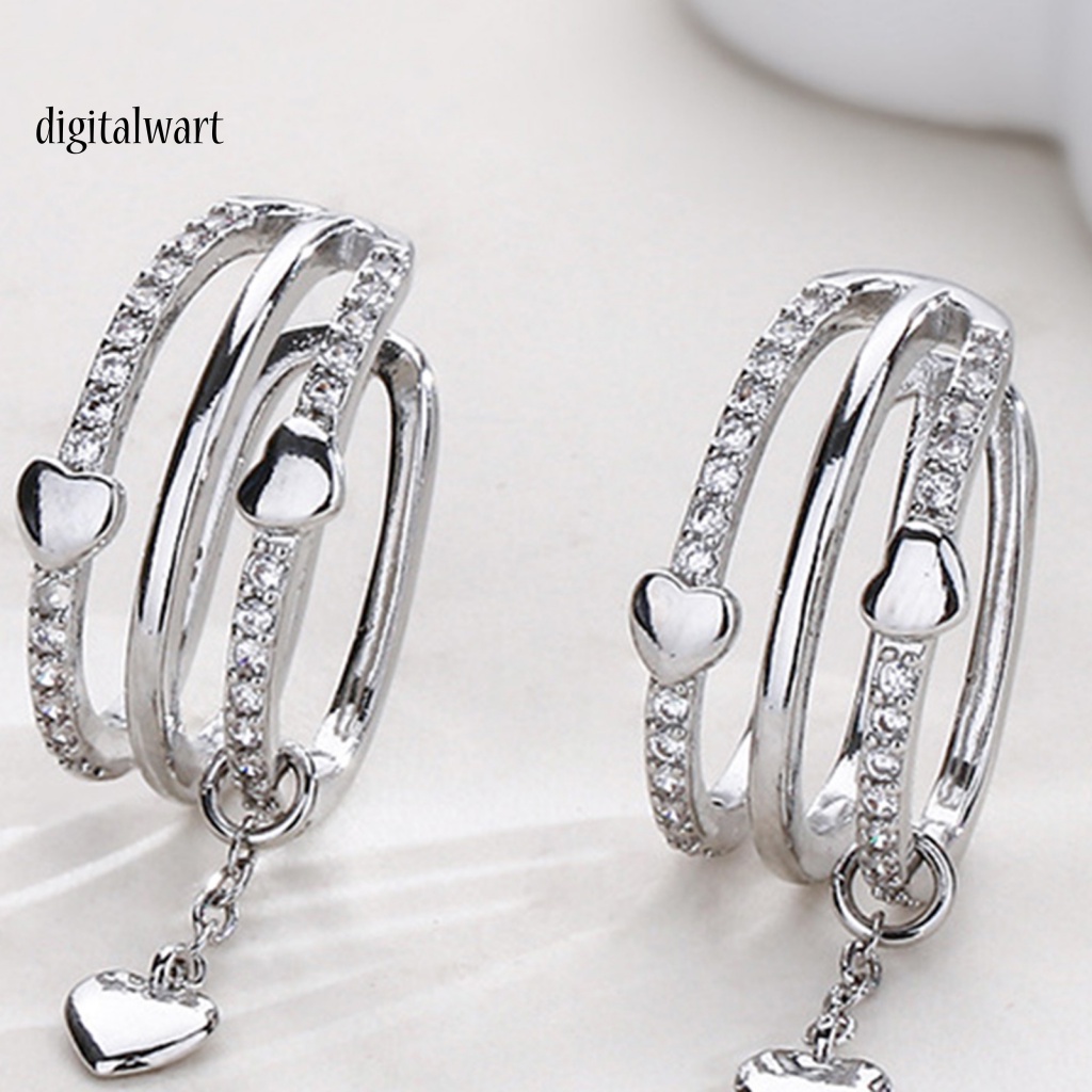 Kỹ Thuật Số| 1 Khuyên Kẹp Vành Tai Nhiều Lớp Không Cần Khoan Lỗ Hình Trái Tim Đính Đá Thời Trang