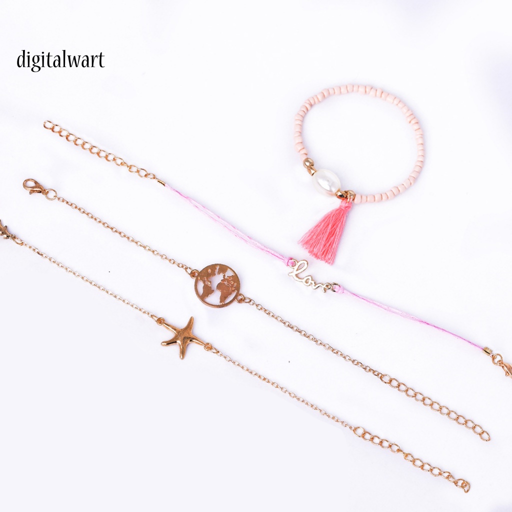 Kỹ Thuật Số| Set 5 Vòng Đeo Tay Họa Tiết Hoa Sen Rỗng Sáng Điều Chỉnh Được Cho Nữ