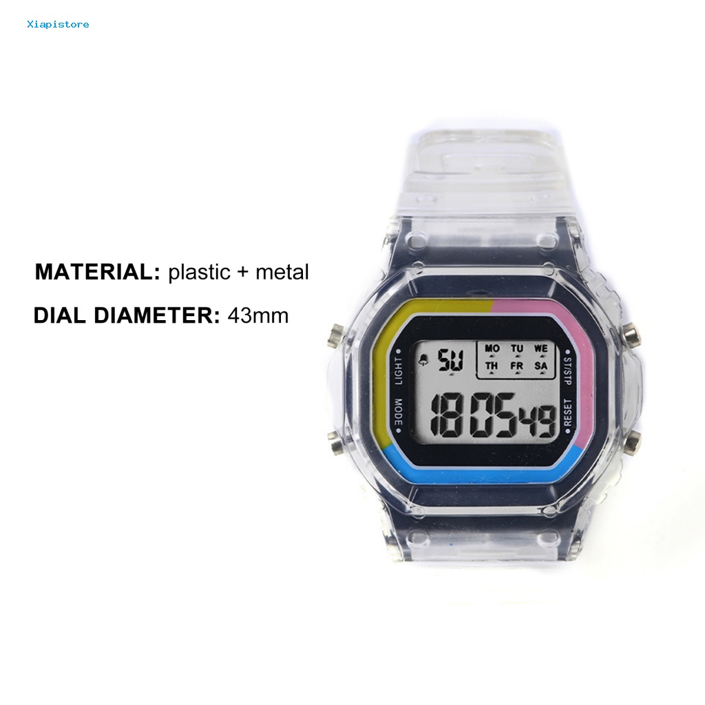 Đồng Hồ Đeo Tay Điện Tử Mặt Vuông Màu Cầu Vồng Chống Thấm Nước Thời Trang Cho Bé