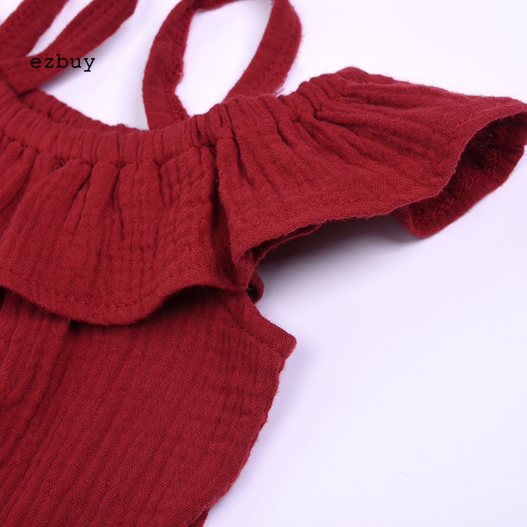 Bộ Áo Liền Quần Hai Dây Bằng Vải Cotton Thân Thiện Với Da Thời Trang Mùa Hè Dành Cho Bé