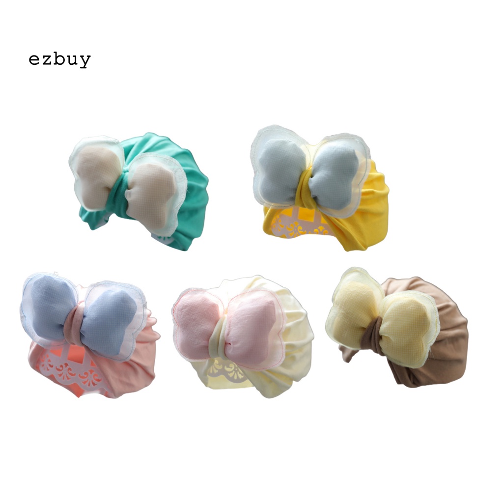 Mũ Cotton Trùm Đầu Đính Nơ Chống Nhăn Co Giãn Cho Bé