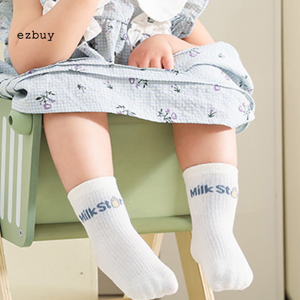 Set 4 Đôi Vớ Phối Lưới In Chữ Hoạt Hình Chống Trượt Thoáng Khí Dành Cho Bé