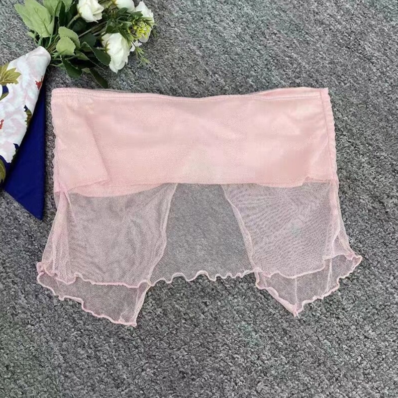 Xiangbao Áo Crop Top Dạng Lưới Không Tay Xẻ Tà Trước Ngực Gợi Cảm Y2K Off Shoul Cho Nữ