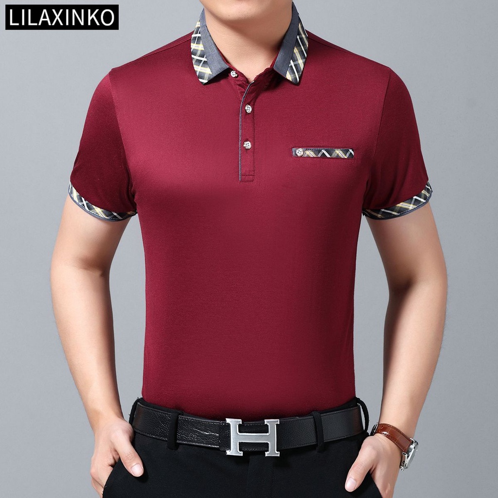 Áo Thun Polo Cotton Tay Ngắn Màu Trơn Có Túi 4 Màu Thời Trang Dành Cho Nam