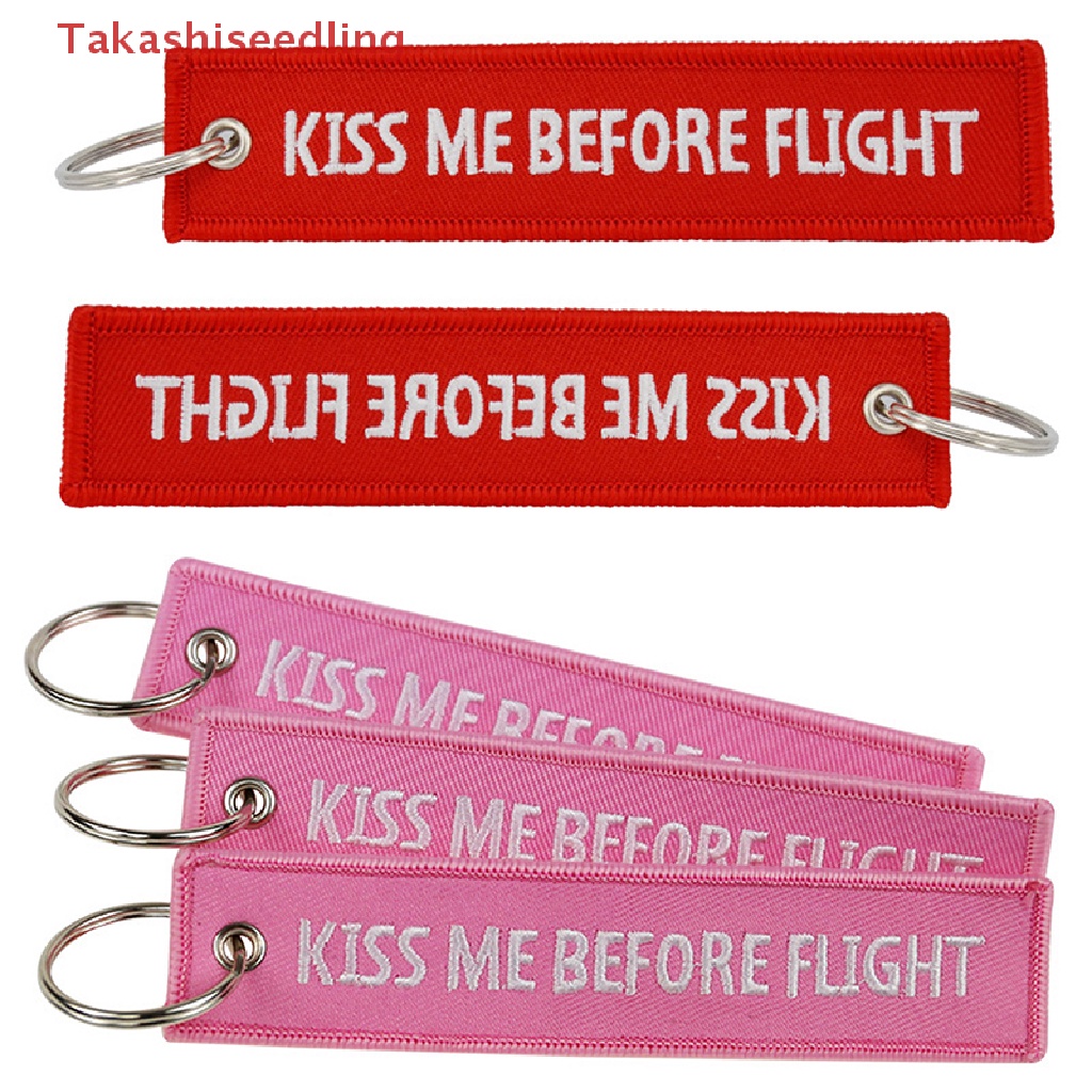 Móc Khóa Thêu Chữ Kiss Me Before Flight Kiss Me After Flight