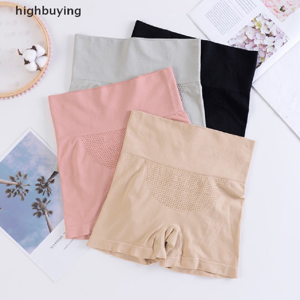 Hbvn Belle Quần Lót Boxer Ngắn Lưng Cao Không Đường May Màu Trơn Kiểm Soát Bụng Giữa Bụng Cho Nữ
