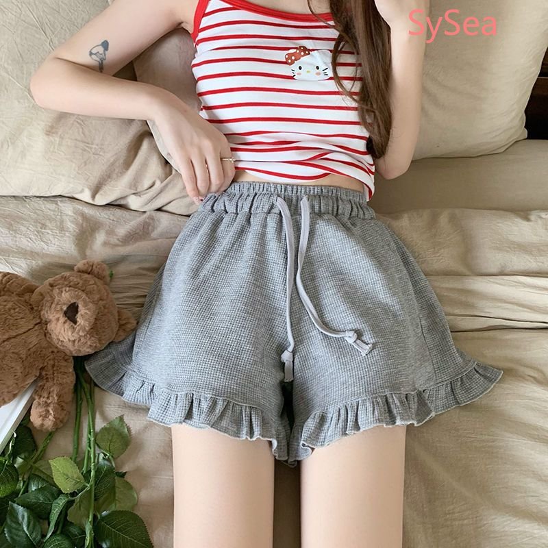 Quần Short Dáng Rộng Phối Ren Thời Trang Mùa Hè Hàn Quốc Cho Nữ