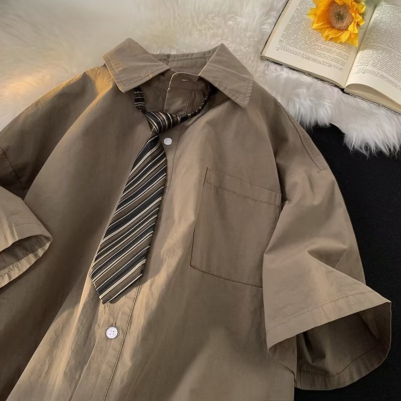 Paul FITZGERALD Khaki Áo Sơ Mi Tay Lửng Cổ Đứng Dáng Rộng Hợp Thời Trang Cho Nam | BigBuy360 - bigbuy360.vn