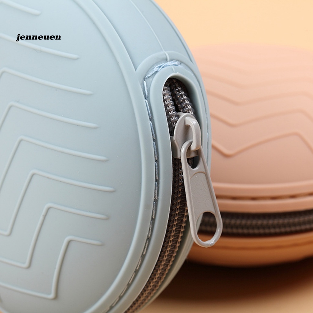 Jen Ví Đựng Tiền Xu Bằng Silicon Mịn Có Khóa Kéo Và Dây Đeo Nhỏ Gọn Màu Trơn Chống Thấm Nước Thay Đổi Hàng Ngày