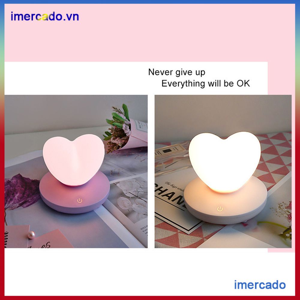 Đèn LED Để Bàn Cảm Ứng Sạc USB Tiết Kiệm Năng Lượng Hình Trái Tim Lãng Mạn