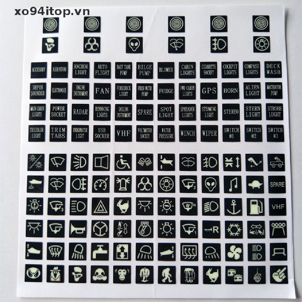 Nhãn Dán PVC Màu Dạ Quang Trang Trí Công Tắc Bật / Tắc Khởi Động Xe Hơi / Xe Tải