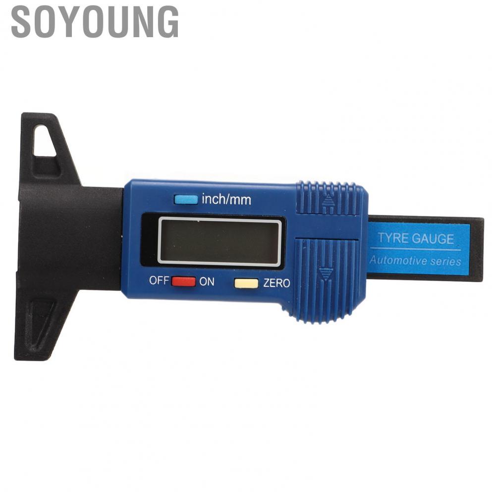 Soyoung Car Tyre Tread Depth Gauge  0-25.4mm Portable Solid Structure 1.55V Universal Fitment Digital Tire Tool for Truck