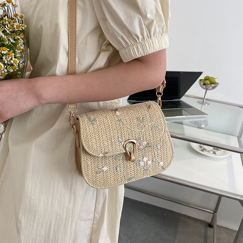 Túi cói Vai Bằng Da Kiểu Đan Thời Trang Hàn Quốc JP5