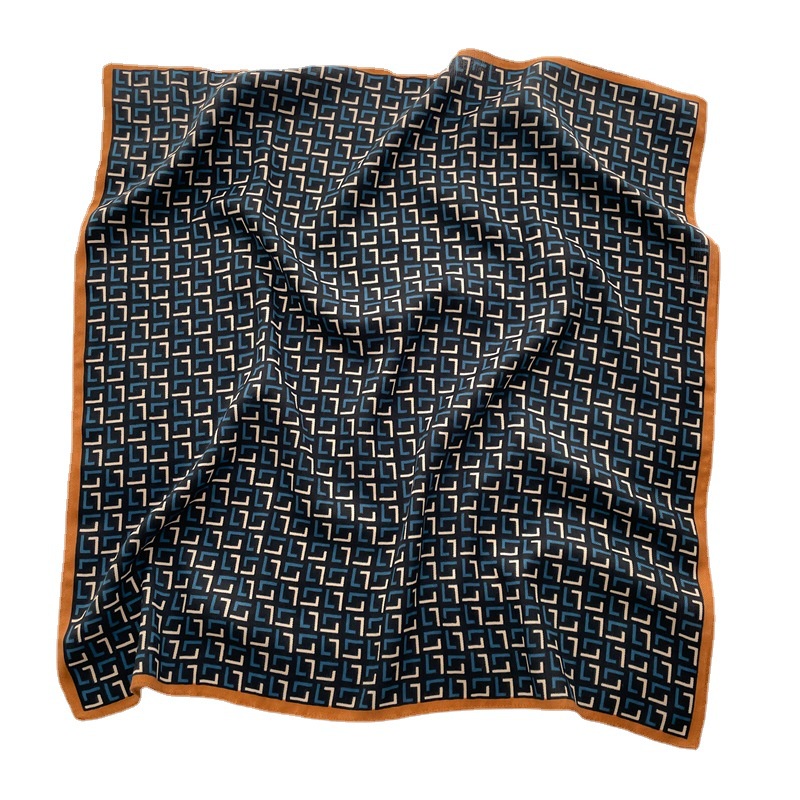 Khăn Choàng Cổ Hình Vuông 65cm Bằng Cotton Lanh Mỏng In Họa Tiết Xương Cá Thời Trang Xuân Hè