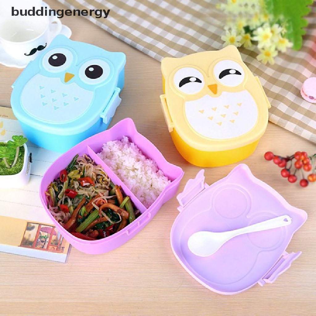 {BUDDI} Hộp Đựng Thức Ăn Trưa Di Động Hình Cú Hoạt Hình Có Muỗng Cho Hoạt Động Ngoài Trời {BUDDI}