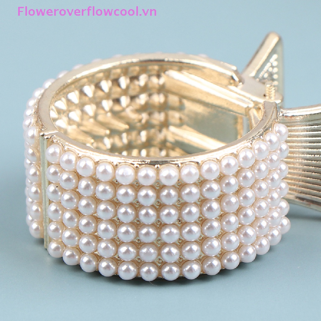 Fofc Kẹp Tóc Càng Cua Đính Đá Ngọc Trai Giả Cố Định Tóc Đuôi Ngựa Cao Bán Chạy