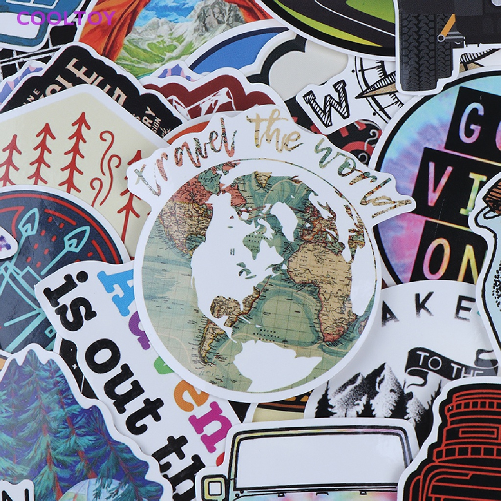 Cooltoy Bộ 65 Miếng Dán PVC Chống Thấm Nước Hình Phong Cảnh Du Lịch Leo Núi