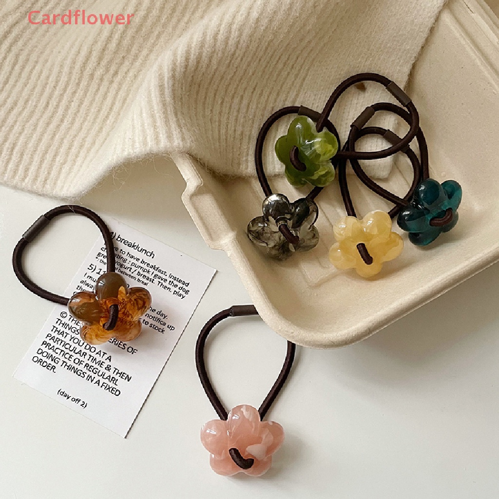 Dây Buộc Tóc Cao Su Co Giãn Đính Hoa Phong Cách Hàn Quốc Cho Nữ