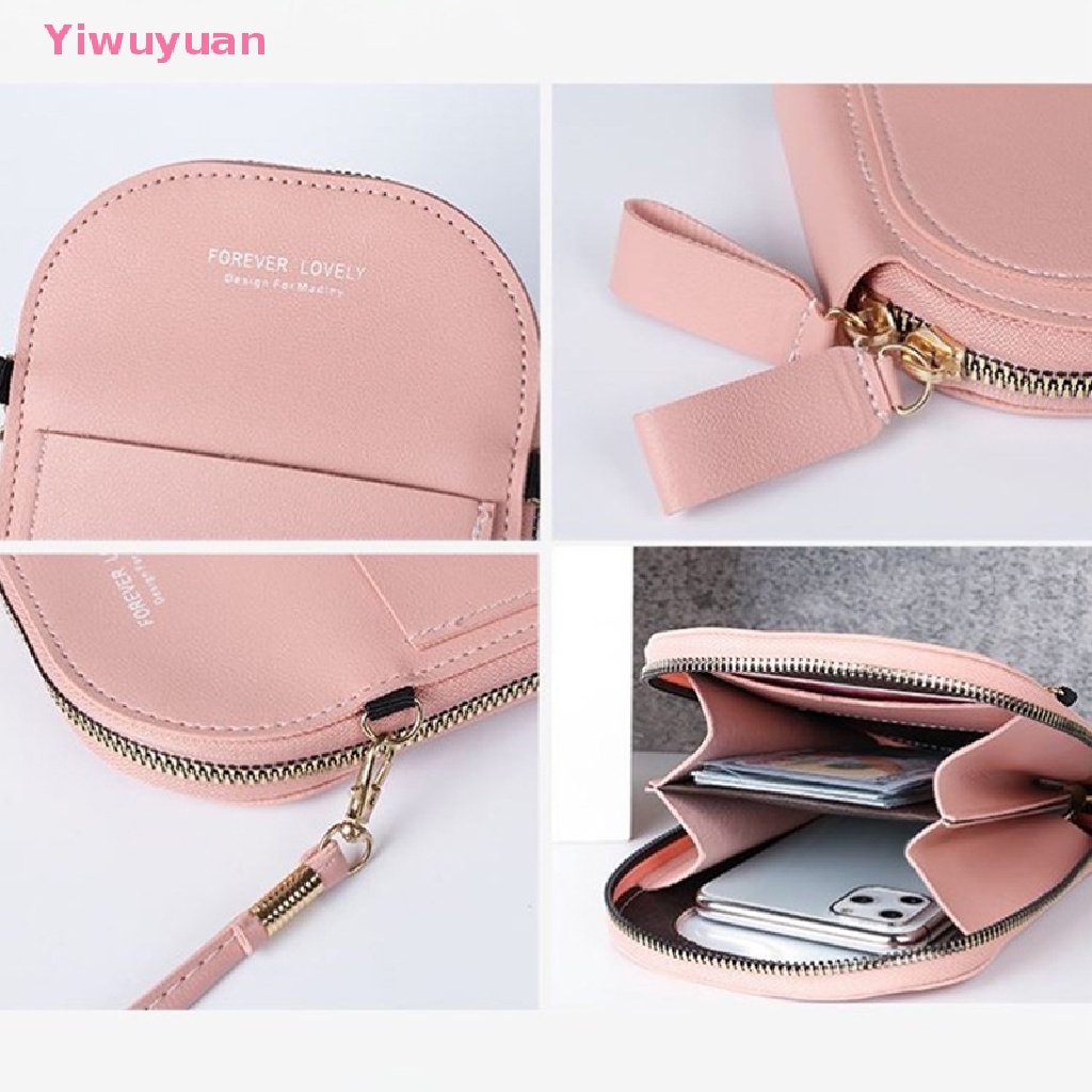 < Yiwuyuan > Túi Xách Da Đeo Vai Nhỏ Màu Trơn Thời Trang Có Thể Dùng Màn Hình Cảm Ứng Điện Thoại Di Động Cho Nữ Satchels Mới