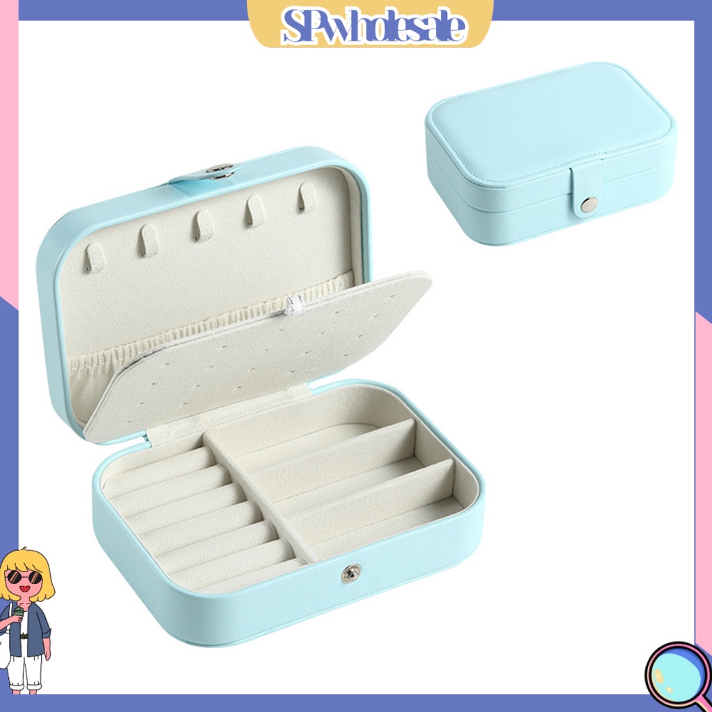 <SPwholesale> Hộp Đựng Bông Tai Hai Lớp Giả Da Chống Thấm Nước Mini Đơn Giản Cao Cấp Trưng Bày Trang Sức Cho Nữ