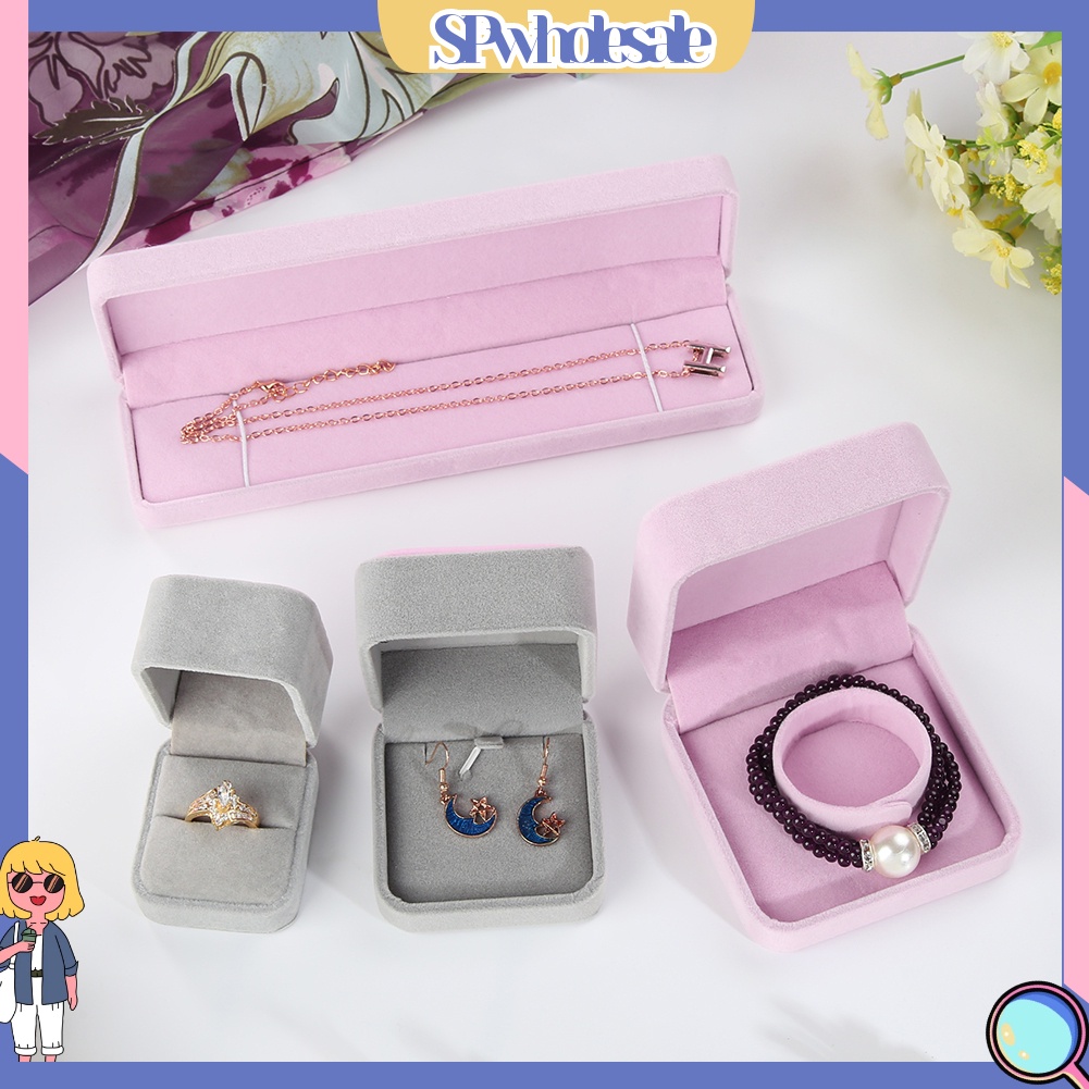<SPwholesale> Hộp Trưng Bày Trang Sức Nhẫn / Vòng Cổ Bằng Nhung Giả Ốp