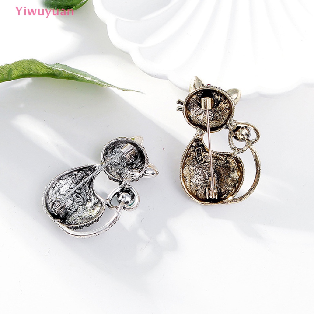 Ghim Cài Áo Hình Mèo Đính Đá Nhân Tạo Thời Trang