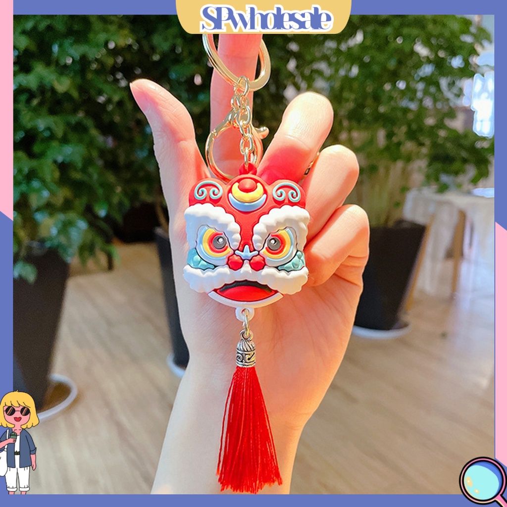 <SPwholesale> Móc Khóa Hình Sư Tử Tua Rua Dễ Thương Phong Cách Trung Hoa Cho Túi Xách Tay