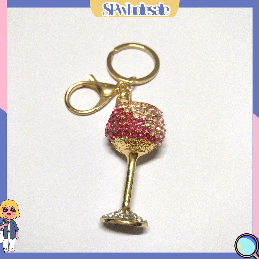 <SPwholesale> Móc Khóa Hình Ly Rượu Đính Đá Thời Trang Phong Cách