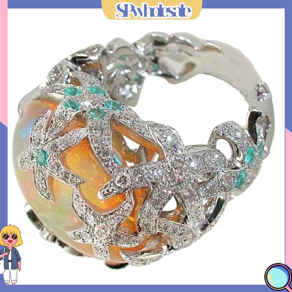 <SPwholesale> Nhẫn Đính Đá Opal Nhân Tạo Hình Sao Biển Phong Cách Vintage