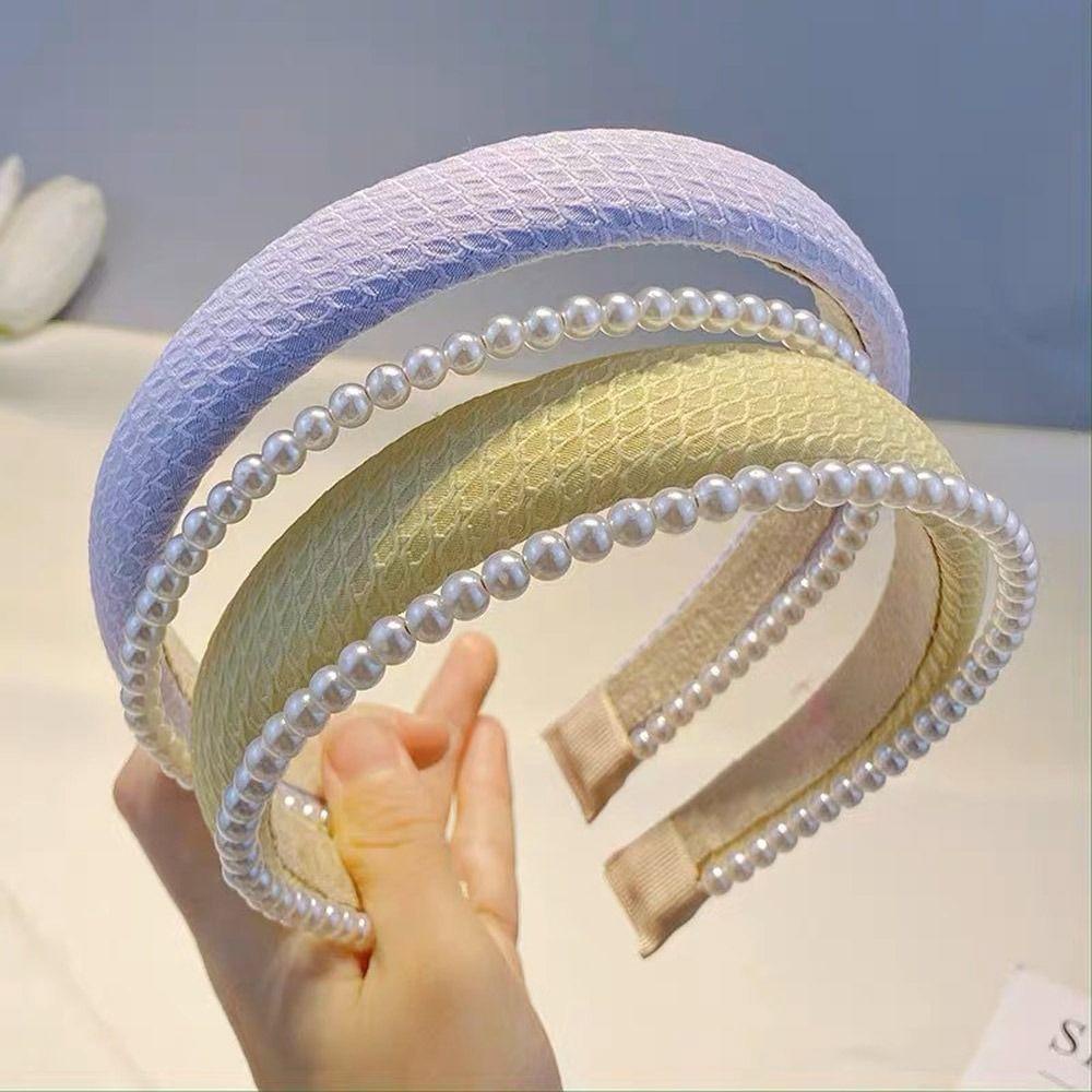 Băng Đô Rửa Mặt / Trang Điểm Bằng Xốp Bện Hai Lớp Không Trơn