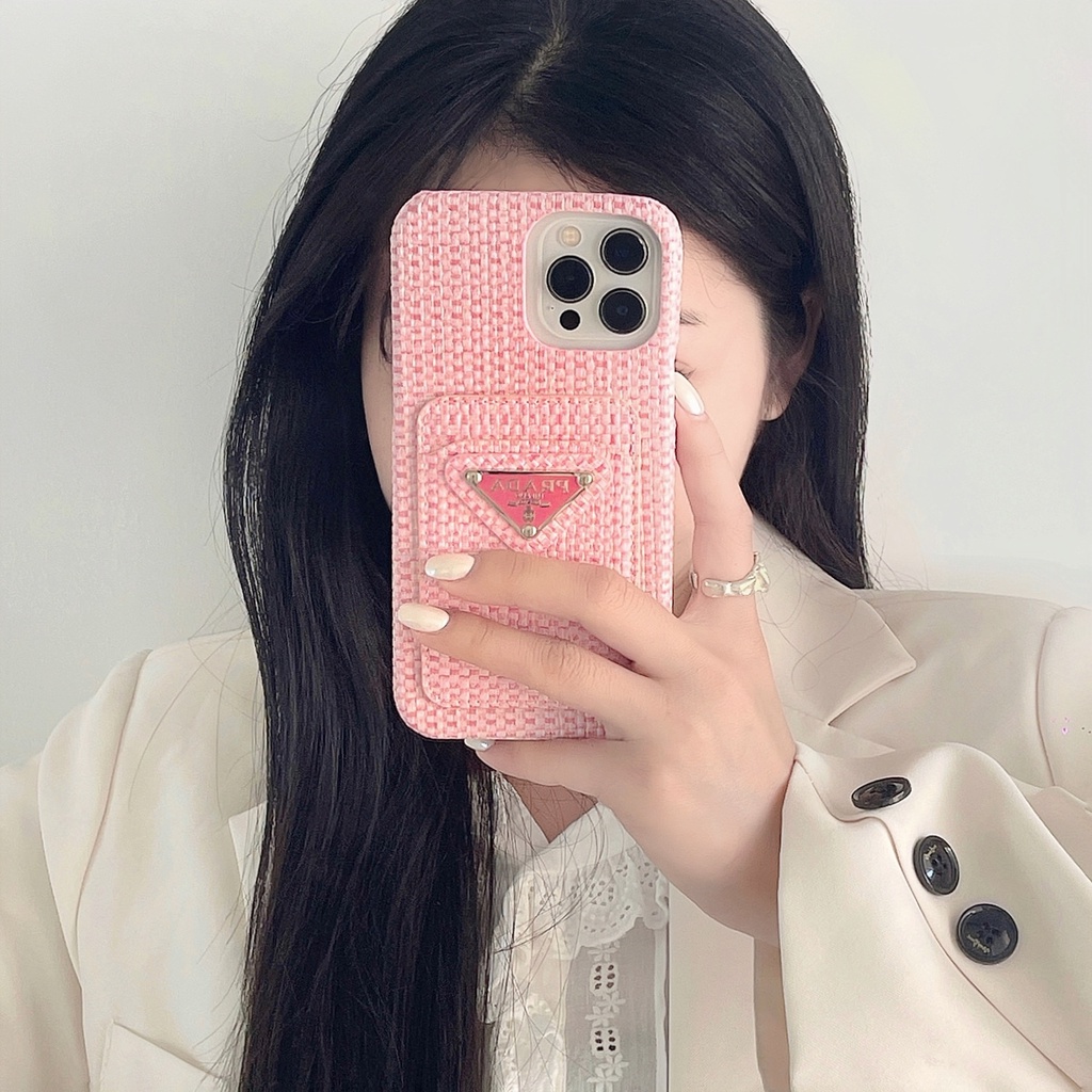 Ốp Điện Thoại Họa Tiết Bện Có Ngăn Đựng Thẻ Chống Trượt Cho iPhone 14 Pro Max 13 Pro Max 12 Pro Max 14PLUS