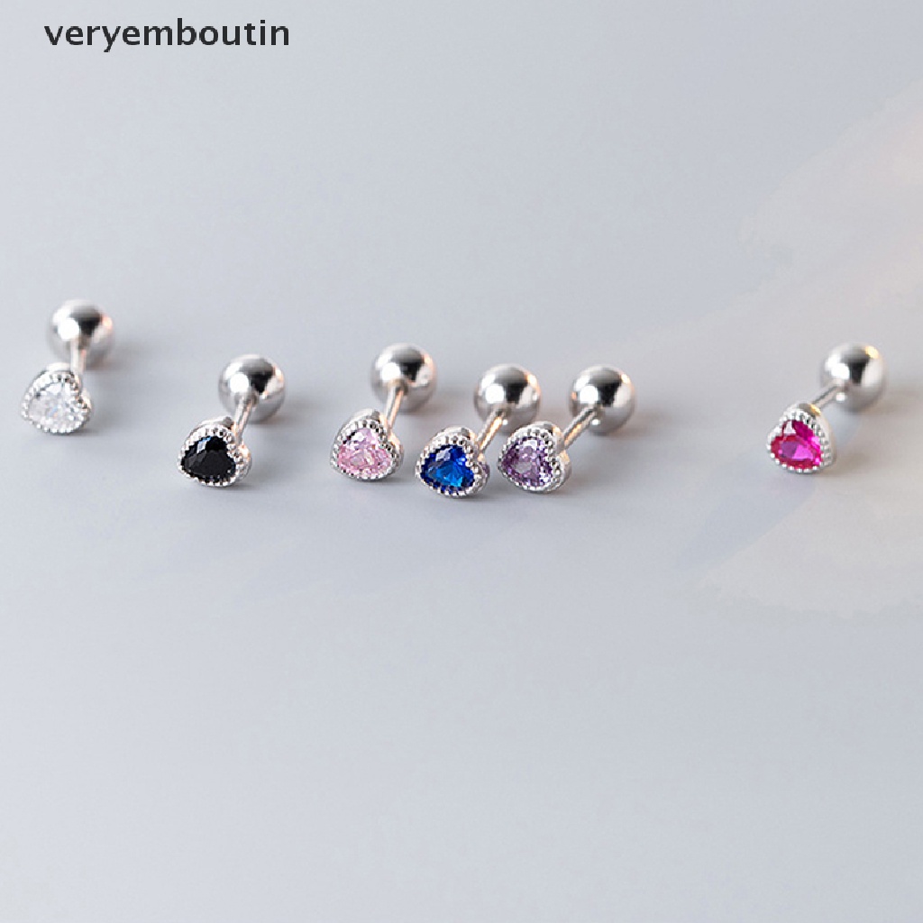 1 Đôi Bông Tai Hình Trái Tim Đính Đá Zircon Thời Trang Dành Cho Nữ