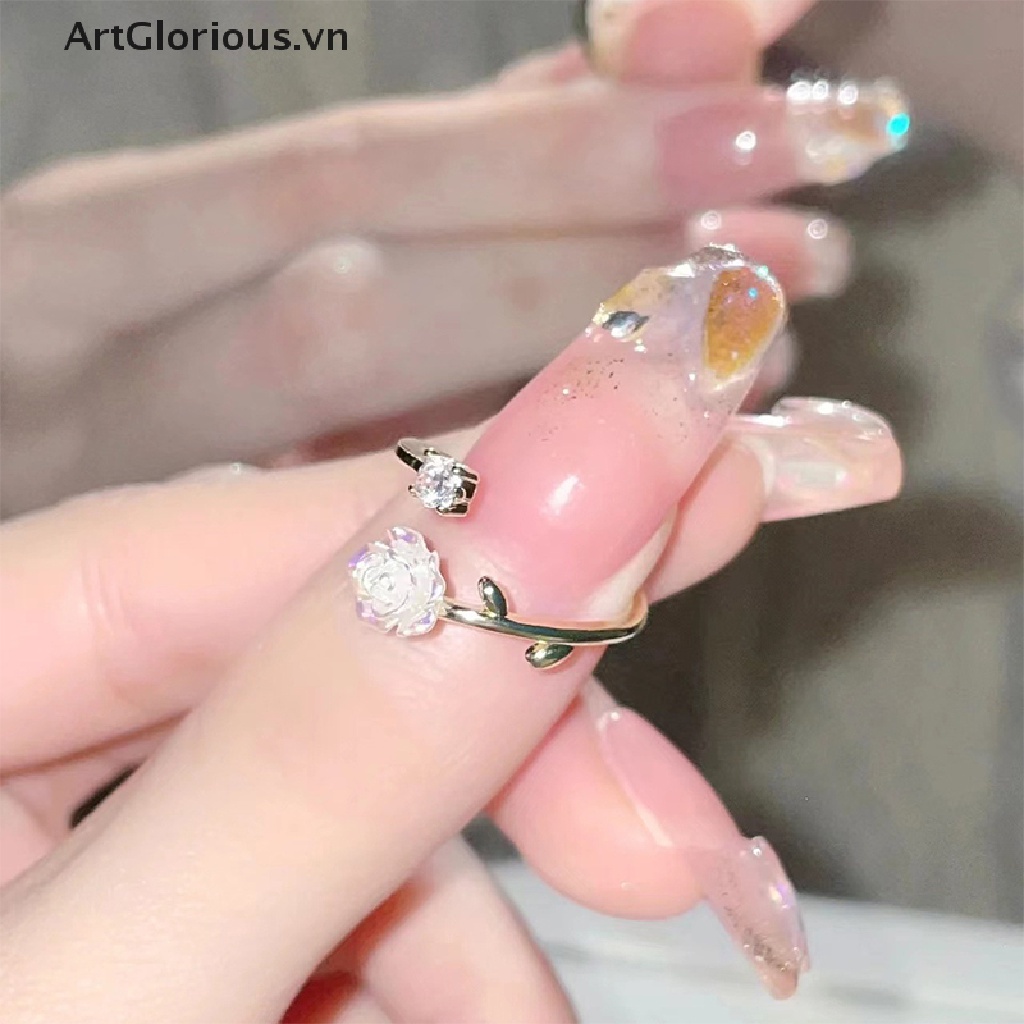 Vòng Tay / Nhẫn / Vòng cổ Dạng Hở Đính Hoa Trà Và Ngọc Trai Nhân Tạo Dễ Điều Chỉnh Thời Trang Cho Nữ