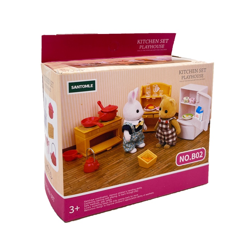 Bộ Nội Thất Gia Đình Thỏ Calico Critter Tỉ Lệ 1: 12 Trang Trí Nhà Búp Bê