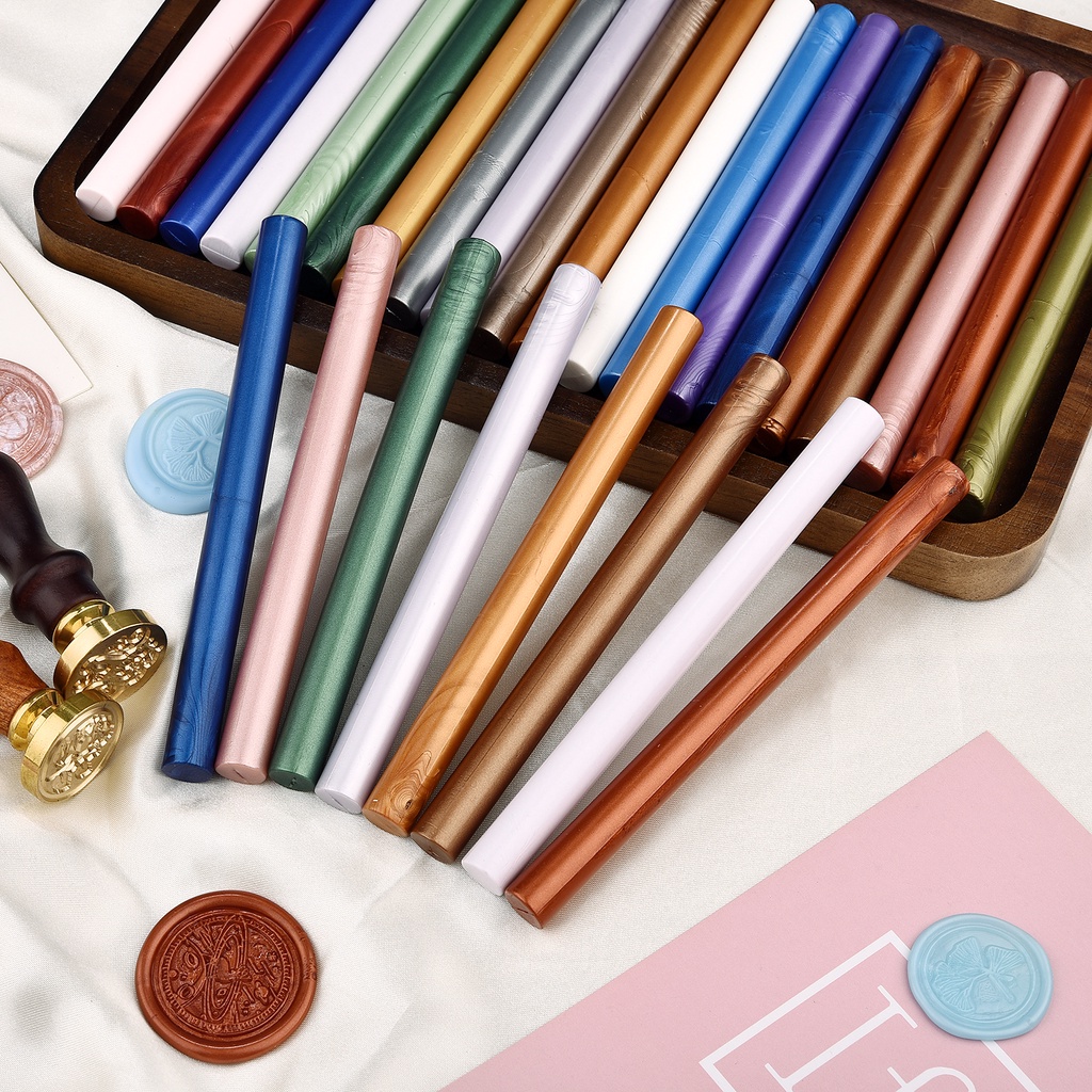 5 miếng sáp dính thiết kế đầy màu sắc nến niêm phong sáp với bấc sáng tạo chống cháy sơn niêm phong sáp niêm phong DIY phong bì sáp niêm phong