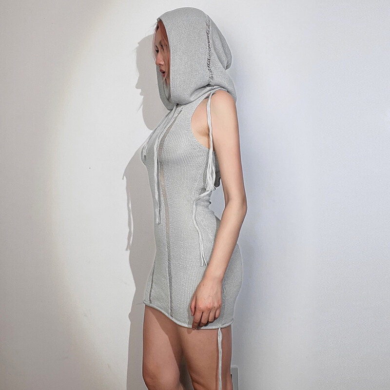 Đầm Dệt Kim Mini Sát Nách Cổ Cao Ôm Dáng Màu Trơn Thời Trang Kliou 2023 Cho Nữ