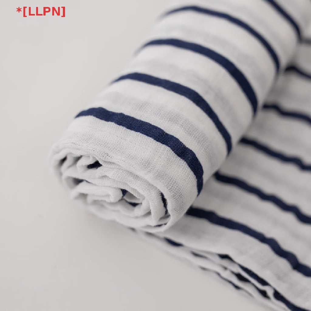 [loyaltysun] Chăn Quấn Em Bé Sơ Sinh Bằng Cotton Kẻ Sọc Hải Quân Muslin