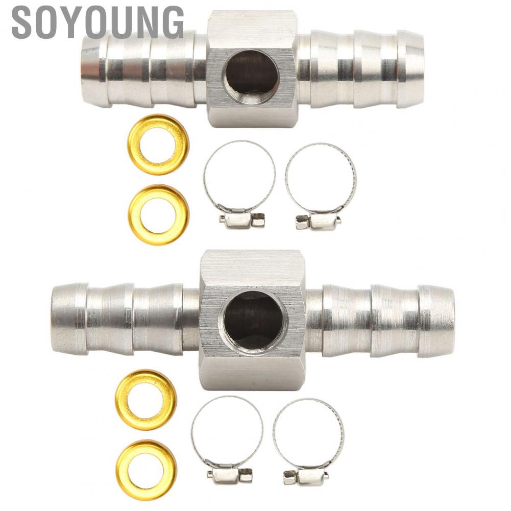 Soyoung Fuel Pressure Gauge Adapter  Easy Installation Line T Fitting 304 Stainless Steel 1/8‑27 NPT Port Leakage Proof for Gearboxes Coolant