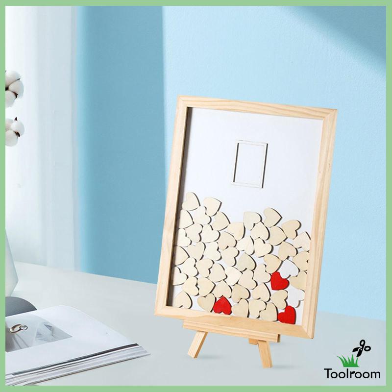 Sách Ký Tên Bằng Gỗ Hình Trái Tim Kèm 80 Tấm Trang Trí Tiệc Cưới