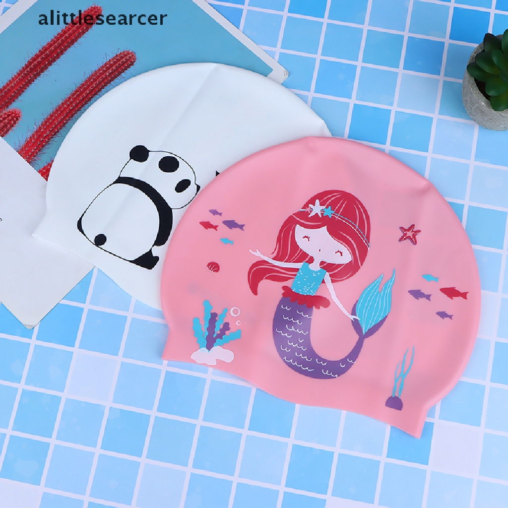 1 Mũ Bơi Silicone Co Giãn Chống Nước In Hình Dễ Thương Cho Bé