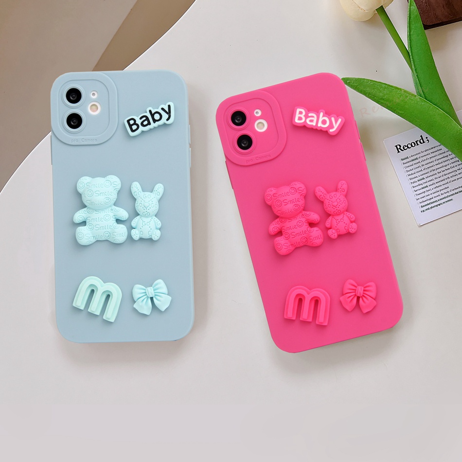 Ốp Điện Thoại Silicon Hình Gấu 3D Cho iPhone 11 12 13 14 Pro MAX Plus Mini X XR XS MAX 6 S 7 8 Plus SE 2020 11Pro 12pro 13Pro