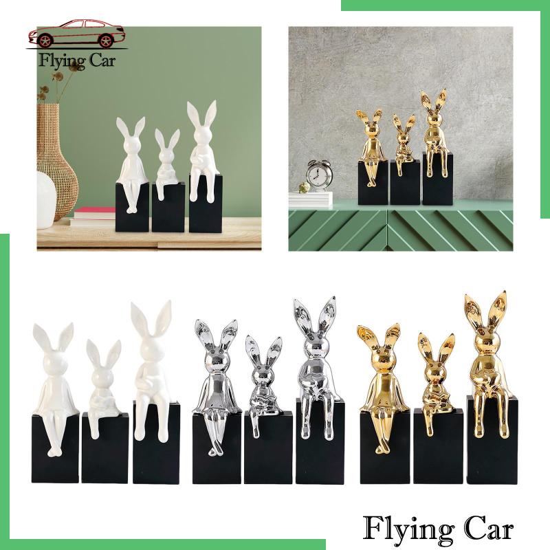 [Lzdjfmy2] 3 Tượng Thỏ Gia Đình Trang Trí Phòng Ngủ
