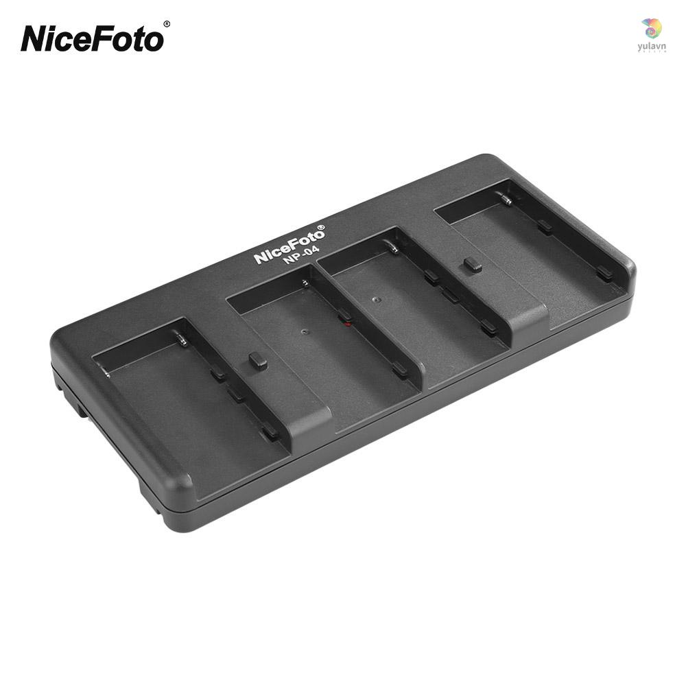 Bộ Chuyển Đổi Pin NiceFoto NP-04 NP-F Sang Pin 4 Rãnh Cho Đèn LED Video NP-F970 / F750 / F550