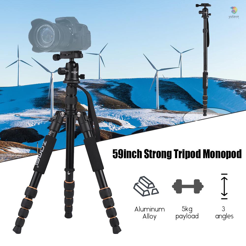 Gậy Ba Chân Bằng Hợp Kim Nhôm ZOMEI Q666 59inch Di Động Với Đầu Bi Tháo Gỡ Nhanh Cho Máy Ảnh DSLR