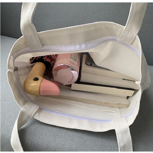 Túi xách vải unisex túi tote bag canvas dày xịn có khóa kéo và ngăn trong totebag cặp đi học giá rẻ  Totte.Store T06