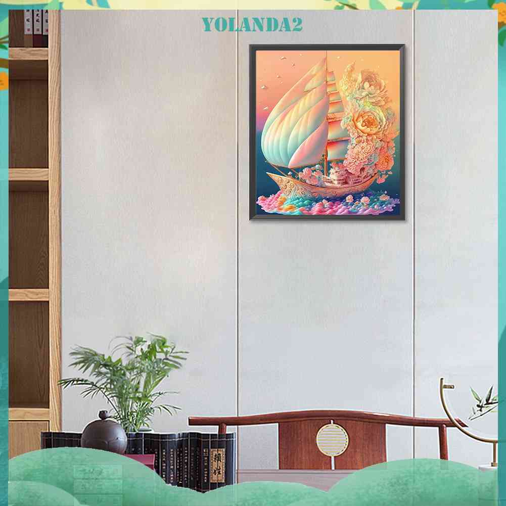 Tranh Đính Đá Kim Cương Toàn Bộ 5D DIY Hình Vẽ Thuyền Buồm