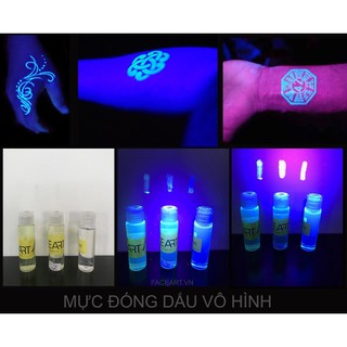 Mực dạ quang đóng dấu cơ thể - mực vô hình đóng dấu kiểm soát vé - mực in cơ thể vô hình phát sáng dạ quang uv , đèn tím